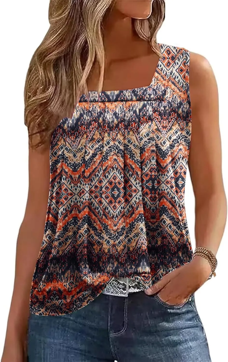 Zeagoo  Tank Tops Square Neck Loose Fit Going Out Tops